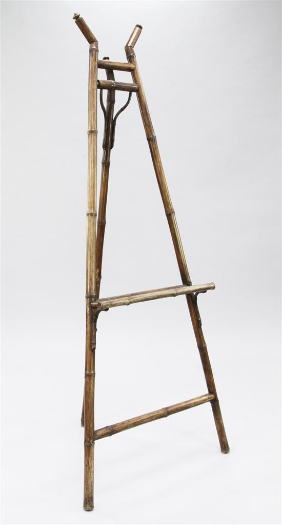 A late 19th century bamboo easel, H.5ft 6ins.